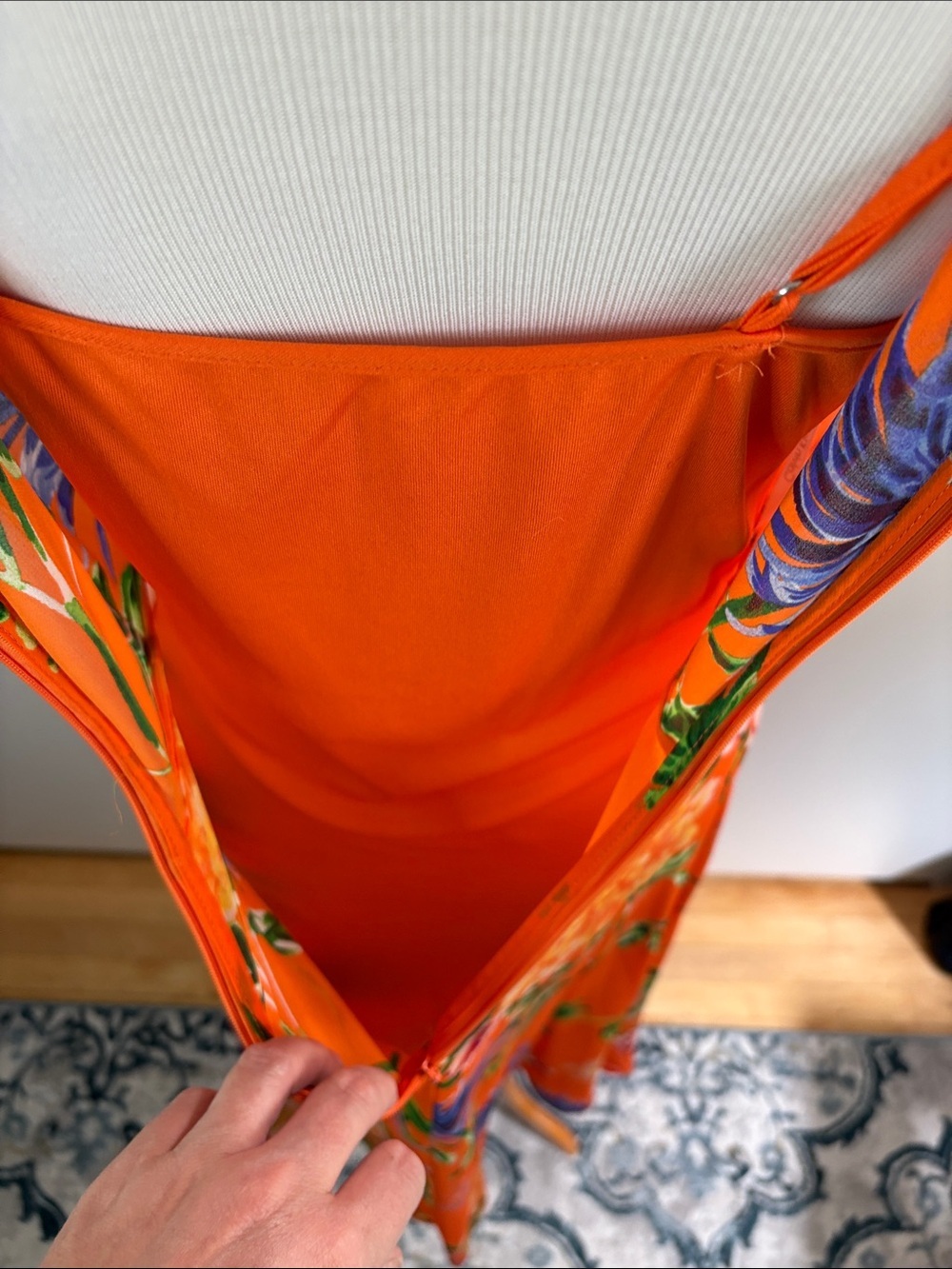 Calvin Klein Orange Floral Maxi Dress | 4 - Picture 7 of 8